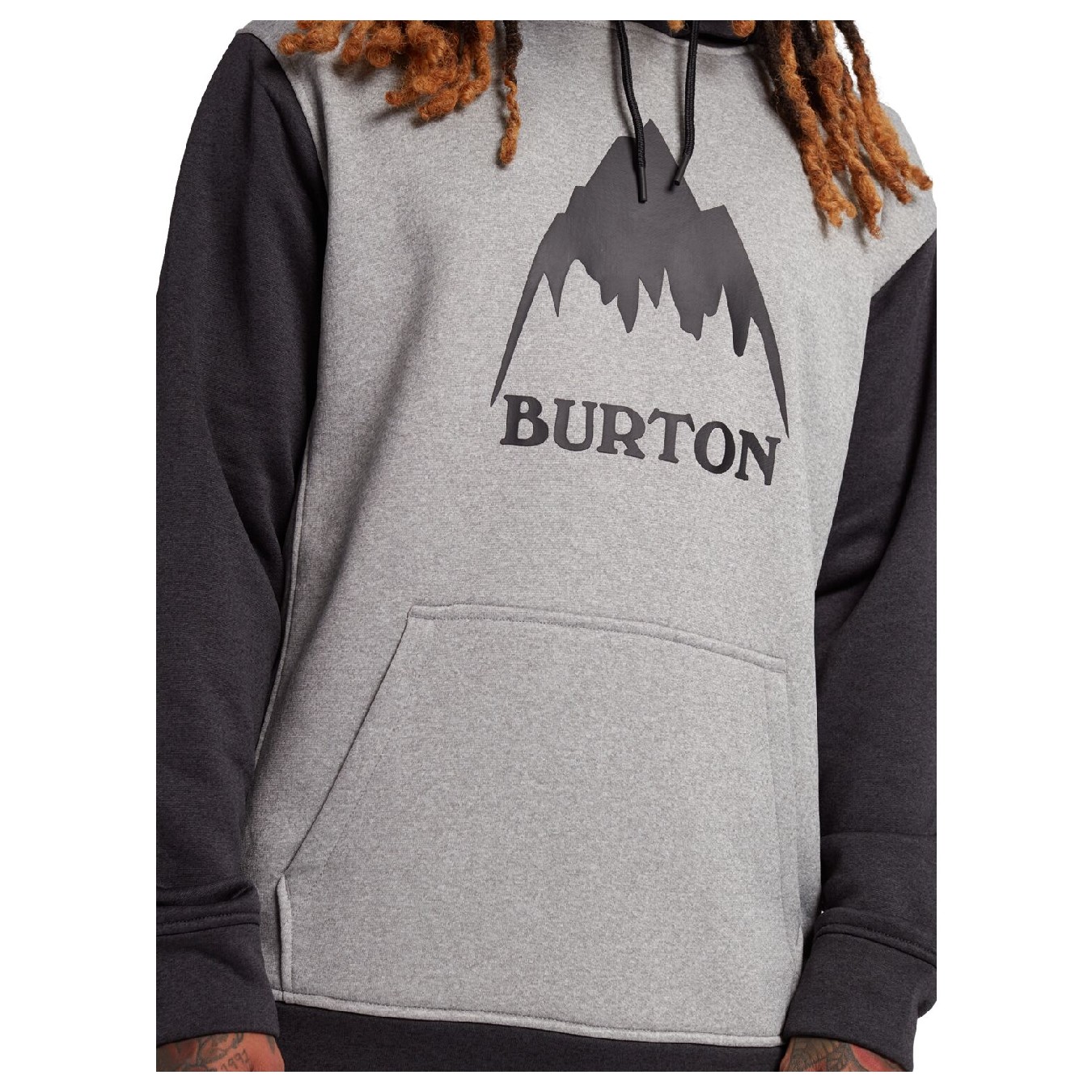 BURTON-BURTON - MEN OAK PULLOVER HOODIE-TRUE BLACK/HEATH-3